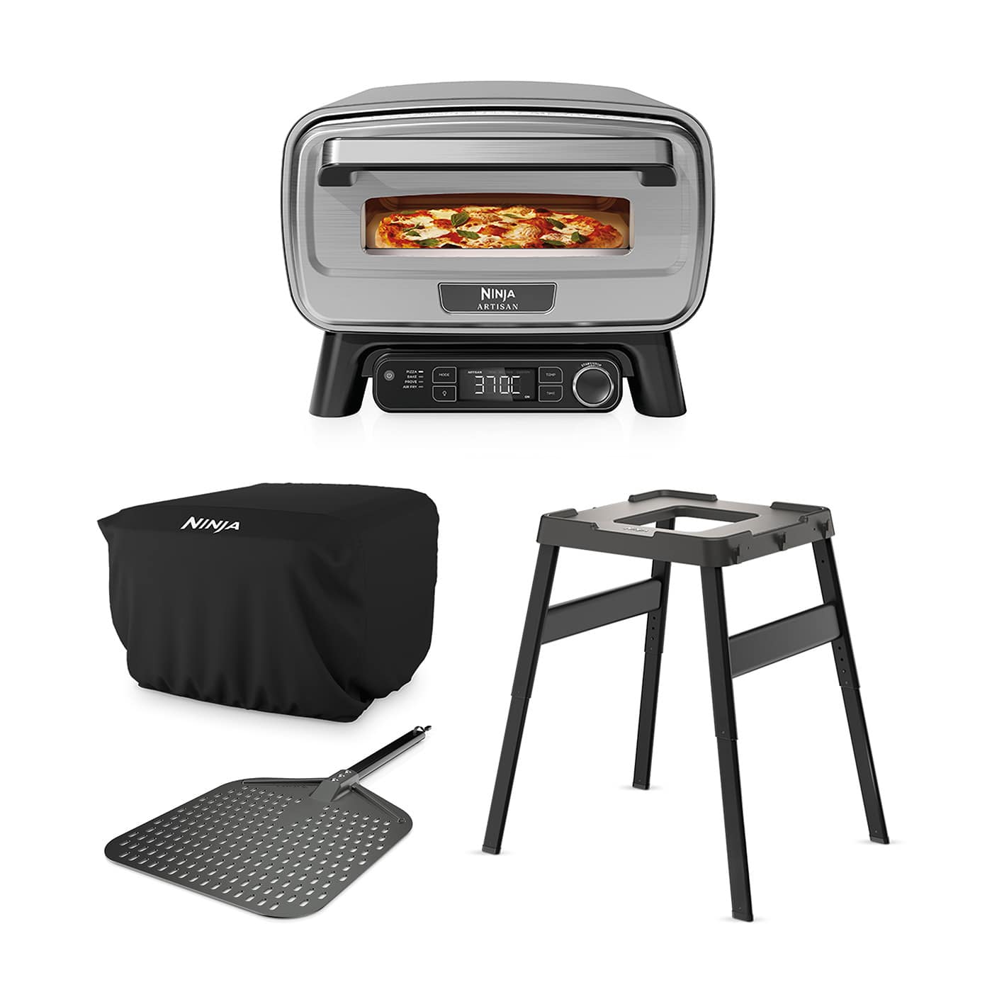 Ninja Artisan Electric Outdoor Pizza Oven & Air Fryer, Stand and Cover Bundle product photo