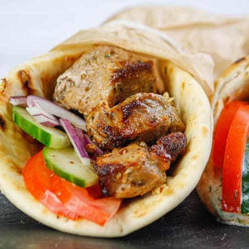 Image of Pork Souvlaki with Warm Pitta Bread