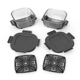 Ninja CRISPi 1.4L CleanCrisp Glass Containers with Snap-Lock Lids (Set of 2) product photo Side New M